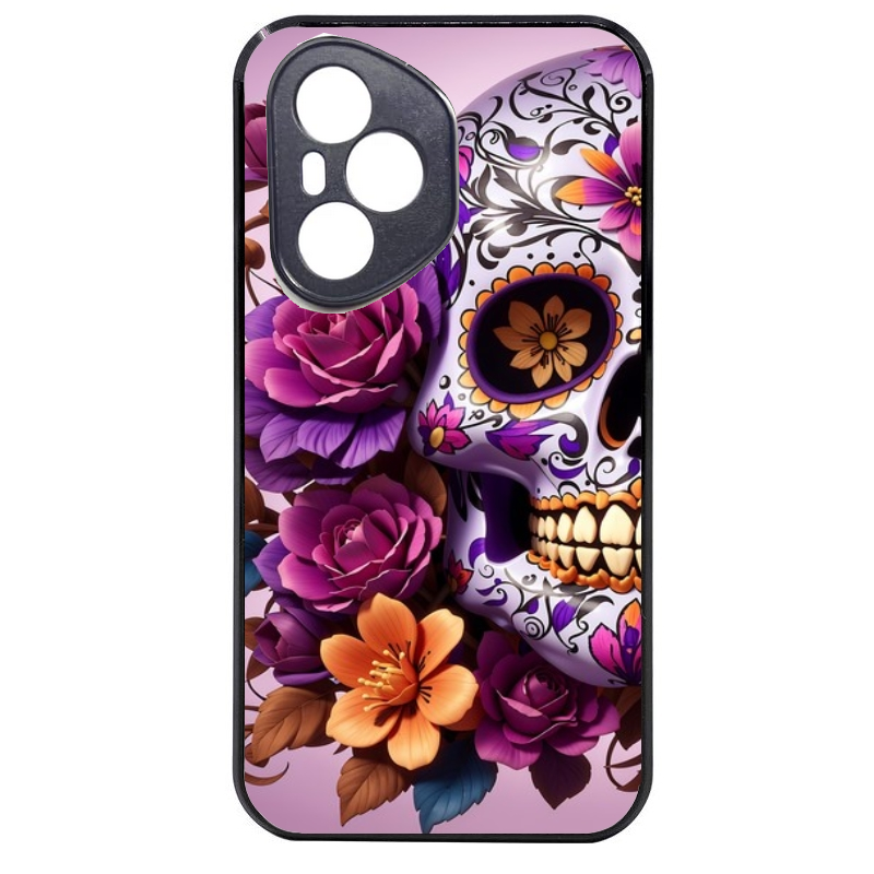 Coque noire taperso pour Honor 400 et Lite Pro Smart avec motif tete de mort calavera violette protection antichoc personnalisée