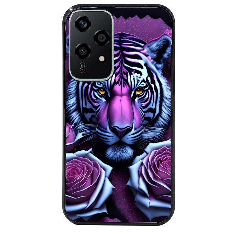 Coque noire taperso pour Honor 200 et Lite Pro Smart avec motif tigre uv style manga protection antichoc personnalisée