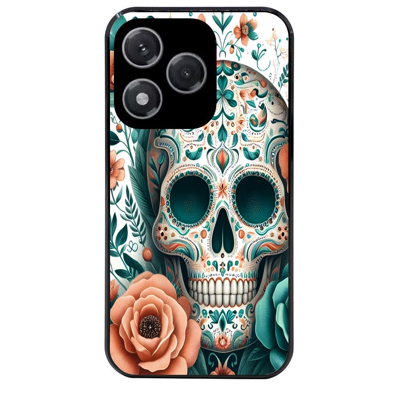 Coque noire taperso pour Honor 400 et Lite Pro Smart avec motif mort mexicaine turquoise protection antichoc personnalisée
