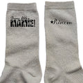 Chaussettes personnalisée paillettes crème motif bonne fëte mamie