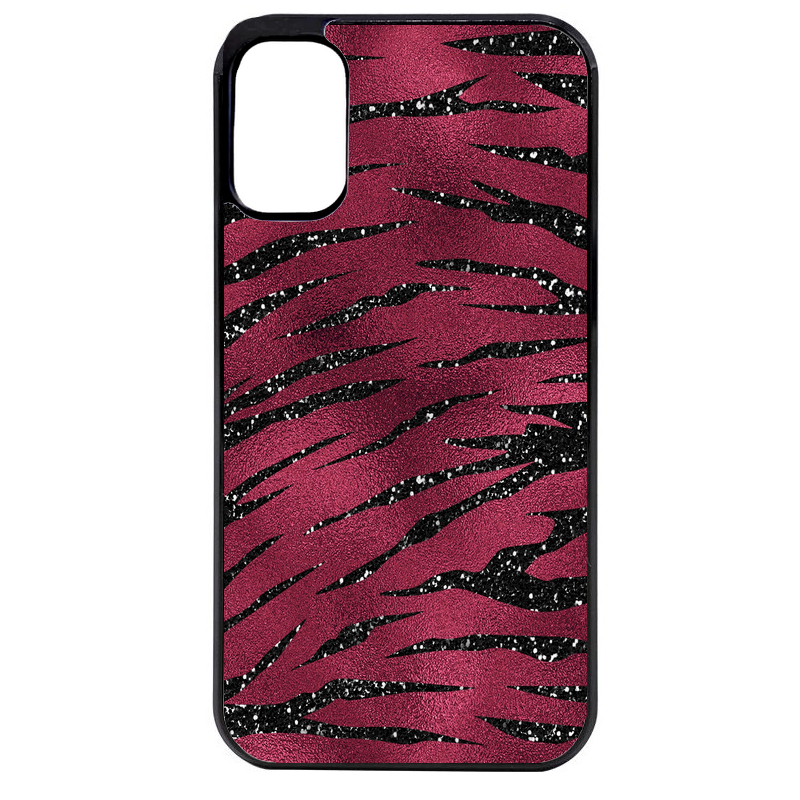 Coque noire taperso pour Moto E13 E14 E15 avec motif zebre grenat protection antichoc personnalisée