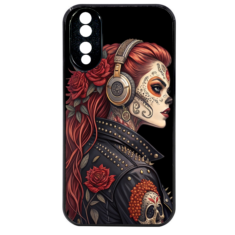 Coque noire taperso pour Honor 70 LITE 90 et LITE avec motif tete de mort rock protection antichoc personnalisée