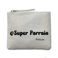 Porte monnaie personnalisé parrain super ivoire en feutrine en feutrine ivoire