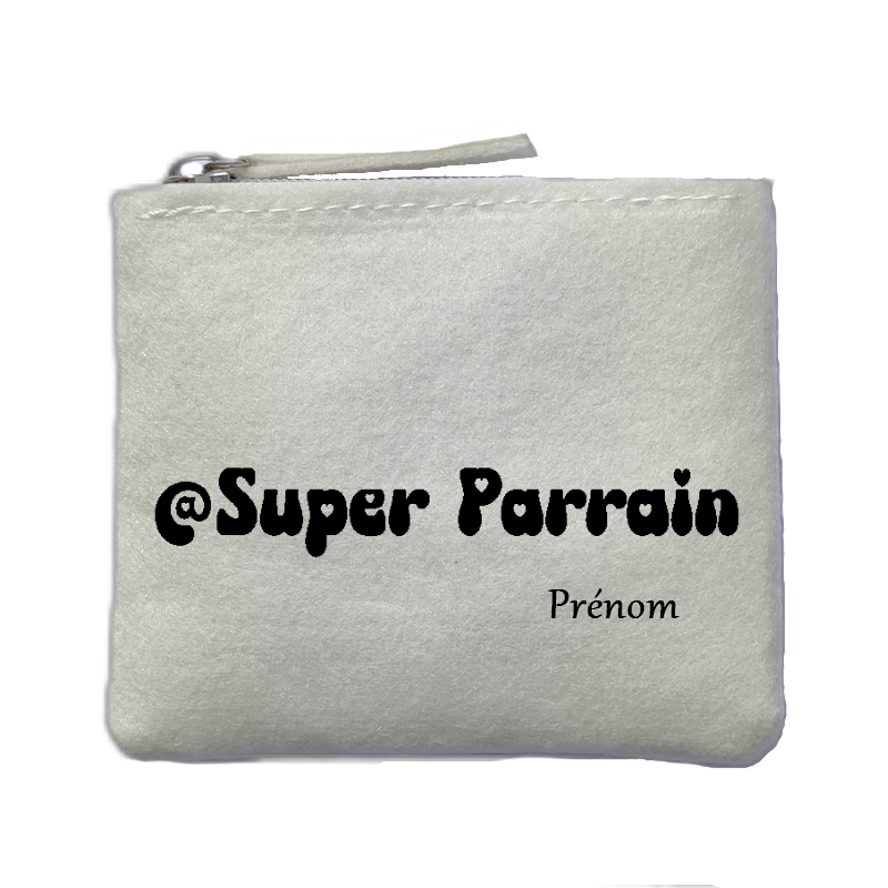 Porte monnaie personnalisé parrain super ivoire en feutrine en feutrine ivoire