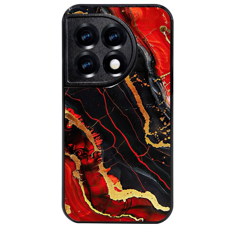 Coque noire taperso pour OnePlus 11 et 12 avec motif marbre rouge protection antichoc personnalisée