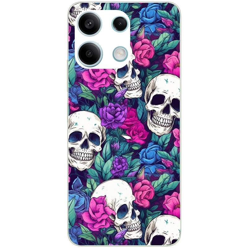 Coque taperso pour Redmi Note 13 4G 5G PRO avec motif tete de mort violet protection antichoc personnalisée