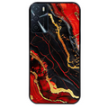 Coque noire taperso pour OPPO A16 et A16S avec motif marbre rouge protection antichoc personnalisée