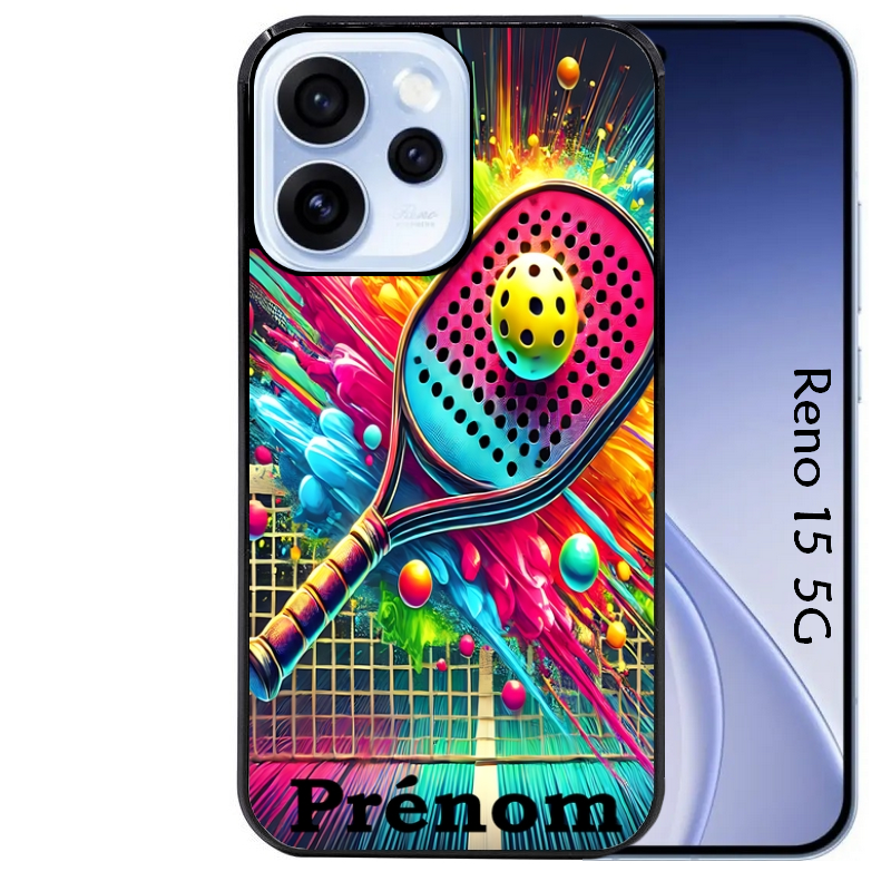 Coque noire taperso pour OPPO Reno 15 et F FS 5G avec motif padel raquette personnalisee protection antichoc personnalisée