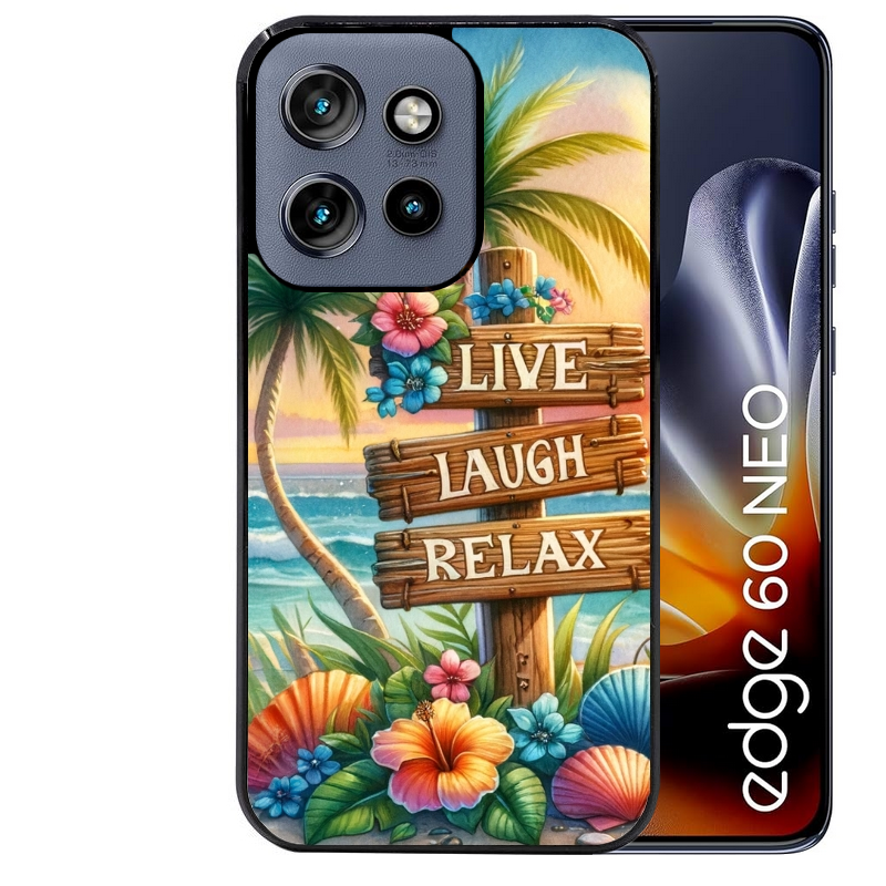 Coque noire taperso pour Moto Edge 60 et Neo Fusion Pro avec motif tropical vacances protection antichoc personnalisée