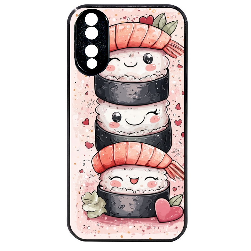 Coque noire taperso pour Honor 70 LITE 90 et LITE avec motif sushi kawai anime protection antichoc personnalisée