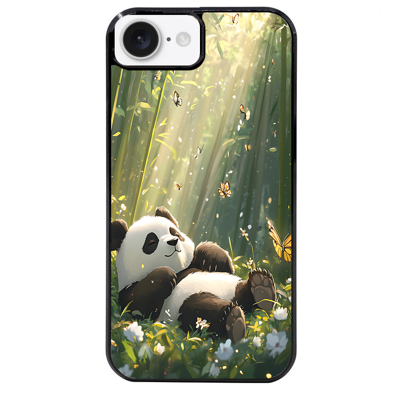 Coque noire taperso pour Iphone 16 16E PLUS MAX PRO avec motif panda bambou protection antichoc personnalisée