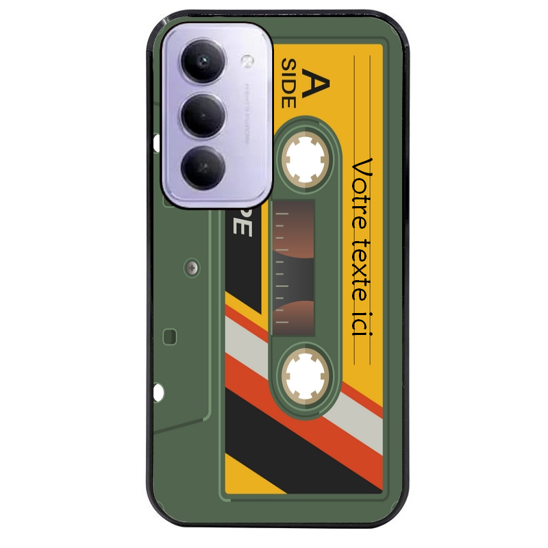 Coque noire taperso pour Redmi 15 4G et 5G personnalisable avec motif cassette kaki protection antichoc personnalisée