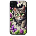 Coque noire taperso pour galaxy A22 A32 A52 A52S 4G 5G  avec motif chat papillon 3 protection antichoc personnalisée