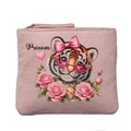 Porte monnaie personnalisé motif tigre noeud rose clair en feutrine en feutrine