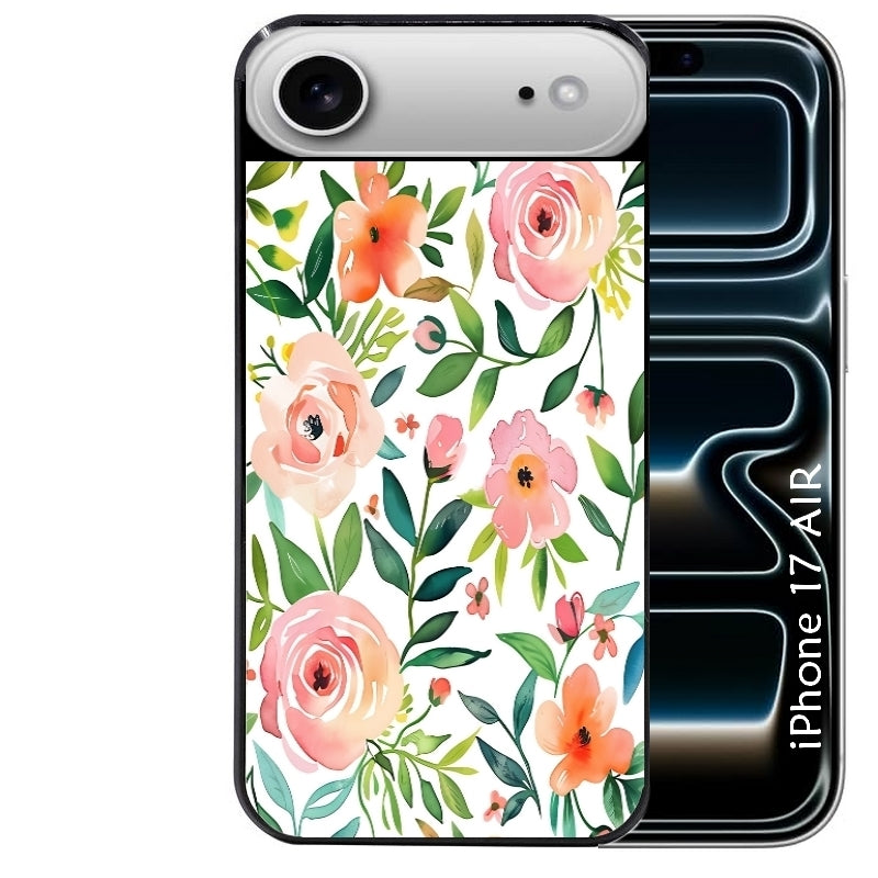 Coque noire taperso pour Iphone 17 17E AIR MAX PRO avec motif fleur des champs protection antichoc personnalisée