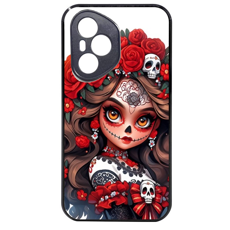 Coque noire taperso pour Honor 400 et Lite Pro Smart avec motif tete de mort calavera rouge protection antichoc personnalisée