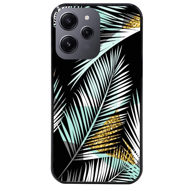 Coque noire taperso pour Redmi 12 4G et 5G avec motif palmier noir protection antichoc personnalisée