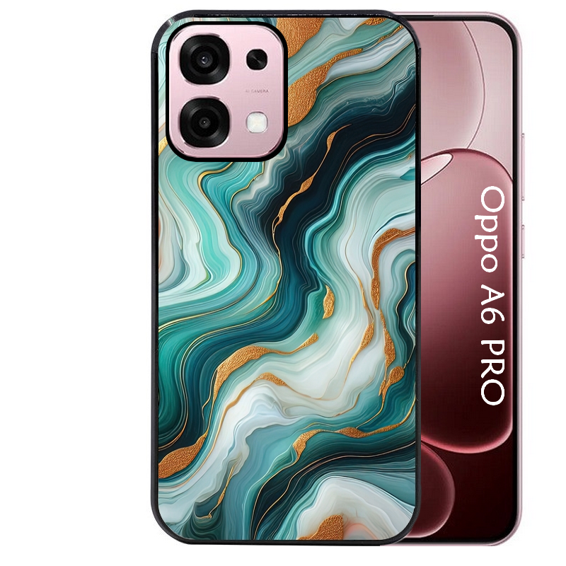 Coque noire taperso pour OPPO A6 PRO 4G et 5G avec motif marbre vert protection antichoc personnalisée