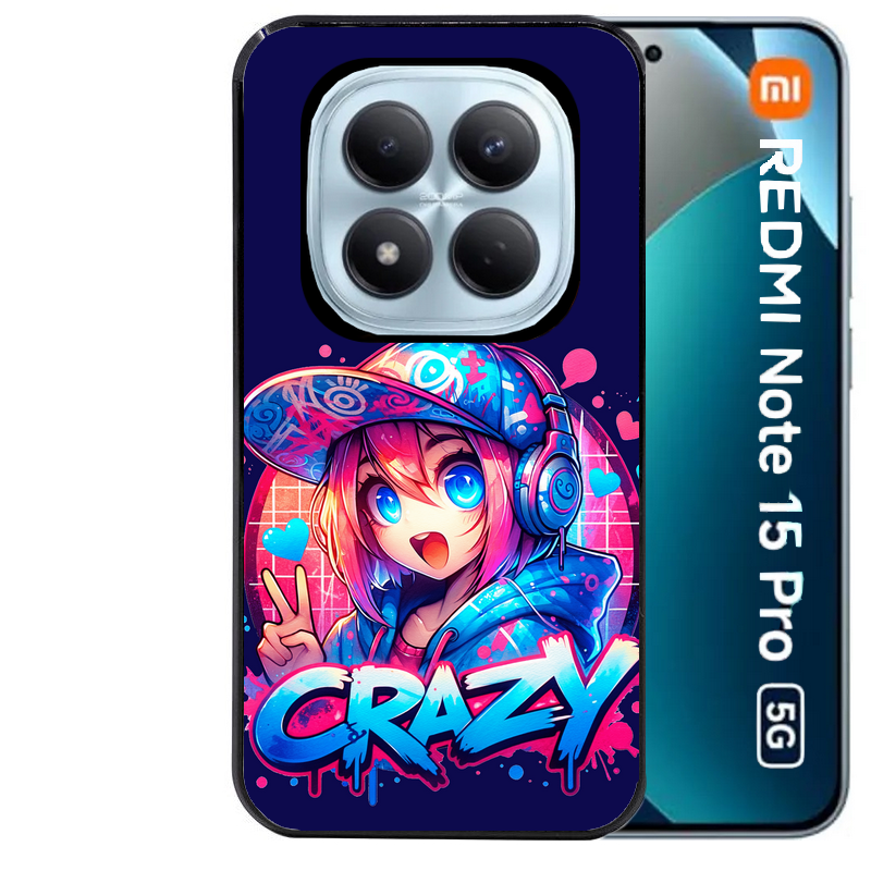 Coque noire taperso pour Redmi Note 15 et PRO PLUS 4G 5G avec motif anime crazy protection antichoc personnalisée