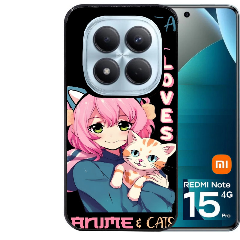 Coque noire taperso pour Redmi Note 15 et PRO PLUS 4G 5G avec motif anime et chat protection antichoc personnalisée