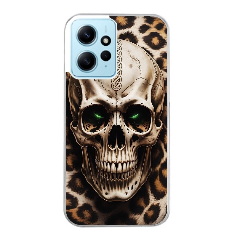 Coque taperso pour POCO X5 5G avec motif tete de mort leopard protection antichoc personnalisée