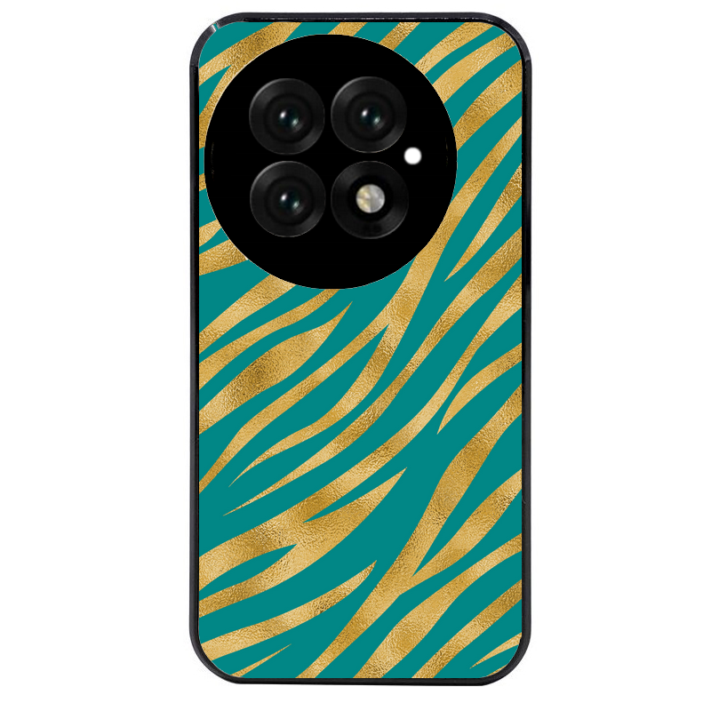 Coque noire taperso pour OnePlus 13 avec motif zebre vert protection antichoc personnalisée