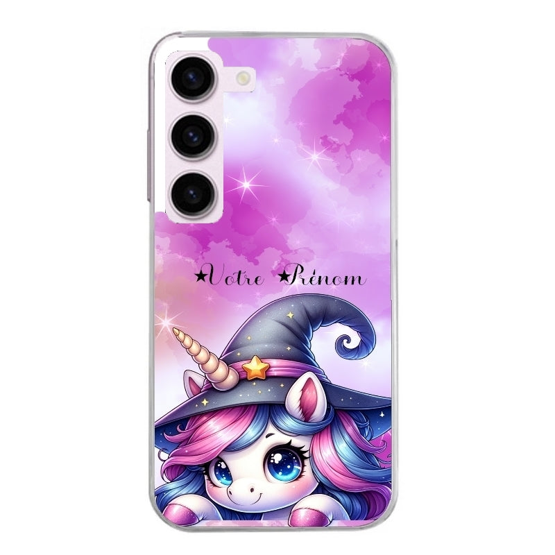 Coque taperso pour Galaxy A13 4G et 5G A23 A53 avec motif licorne magic avec prenom protection antichoc personnalisée
