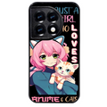 Coque noire taperso pour OnePlus 11 et 12 avec motif anime et chat protection antichoc personnalisée