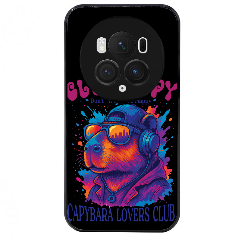 Coque noire taperso pour Magic 5 6 LITE et PRO avec motif capybara club protection antichoc personnalisée