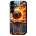 Coque noire taperso pour galaxy A06 A16 A26 A36 A56 avec motif basket flamme personnalisee protection antichoc personnalisée