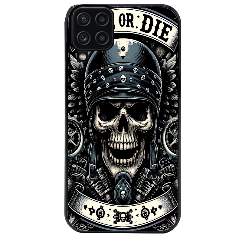 Coque noire taperso pour galaxy A22 A32 A52 A52S 4G 5G  avec motif mort motard protection antichoc personnalisée