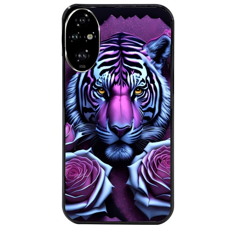 Coque noire taperso pour Honor 200 et Lite Pro Smart avec motif tigre uv style manga protection antichoc personnalisée