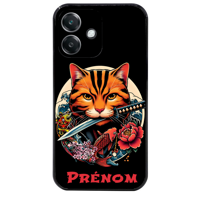 Coque noire taperso pour OPPO A40 avec motif chat carpe koii japan personnalise protection antichoc personnalisée