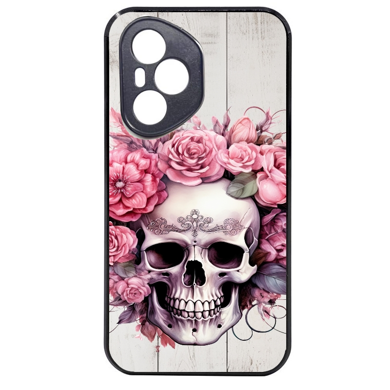 Coque noire taperso pour Honor 400 et Lite Pro Smart avec motif tete de mort floral protection antichoc personnalisée