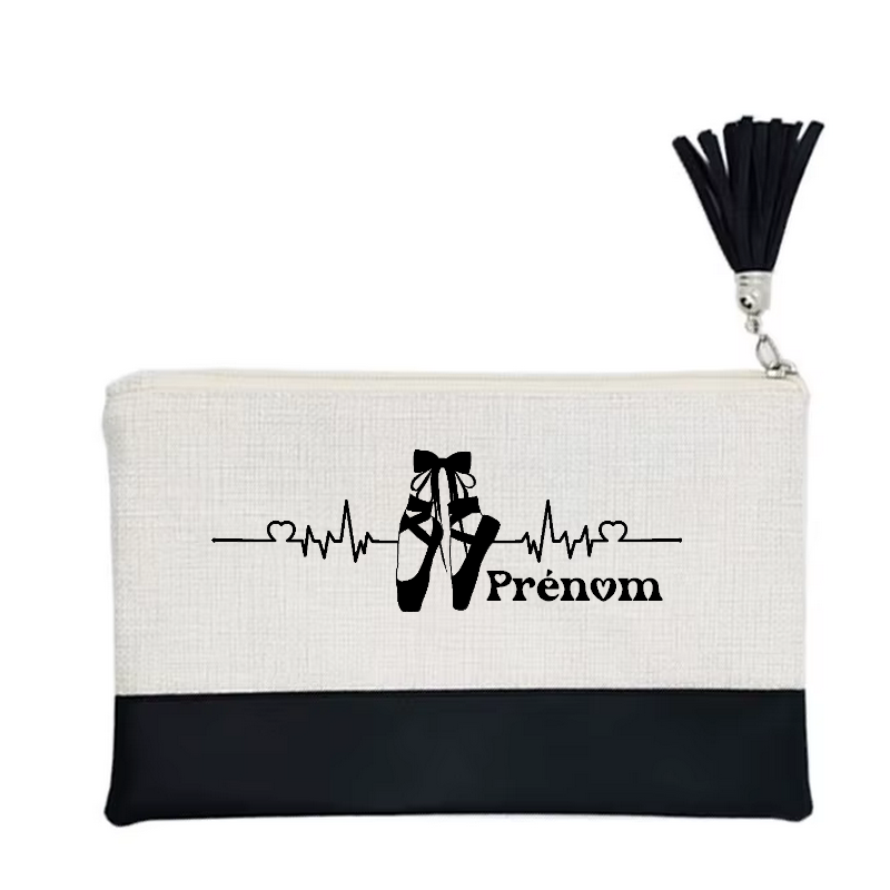 Pochette personnalisée motif danse ballet en toile et simili cuir personnalisée