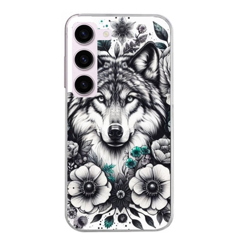 Coque taperso pour Galaxy A13 4G et 5G A23 A53 avec motif loup et fleur protection antichoc personnalisée