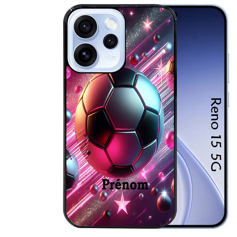Coque noire taperso pour OPPO Reno 15 et F FS 5G avec motif foot etoile personnalisee protection antichoc personnalisée