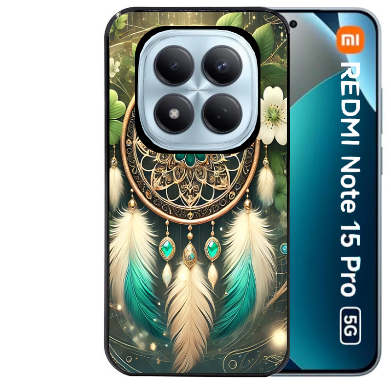 Coque noire taperso pour Redmi Note 15 et PRO PLUS 4G 5G avec motif dreamcatcher talisman protection antichoc personnalisée