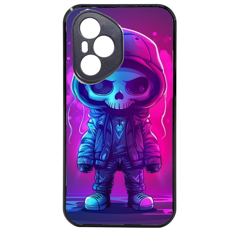 Coque noire taperso pour Honor 400 et Lite Pro Smart avec motif tete de mort skull fluo protection antichoc personnalisée