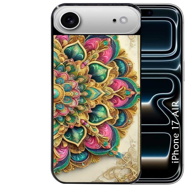 Coque noire taperso pour Iphone 17 17E AIR MAX PRO avec motif mandala 3 protection antichoc personnalisée