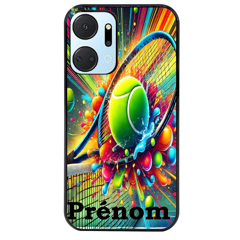 Coque noire taperso pour Honor X7A avec motif tennis color personnalisee protection antichoc personnalisée