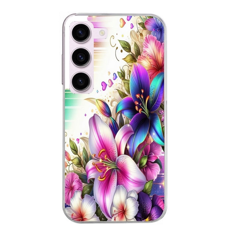 Coque taperso pour galaxy S23 et PLUS ULTRA FE avec motif fleur fluo protection antichoc personnalisée