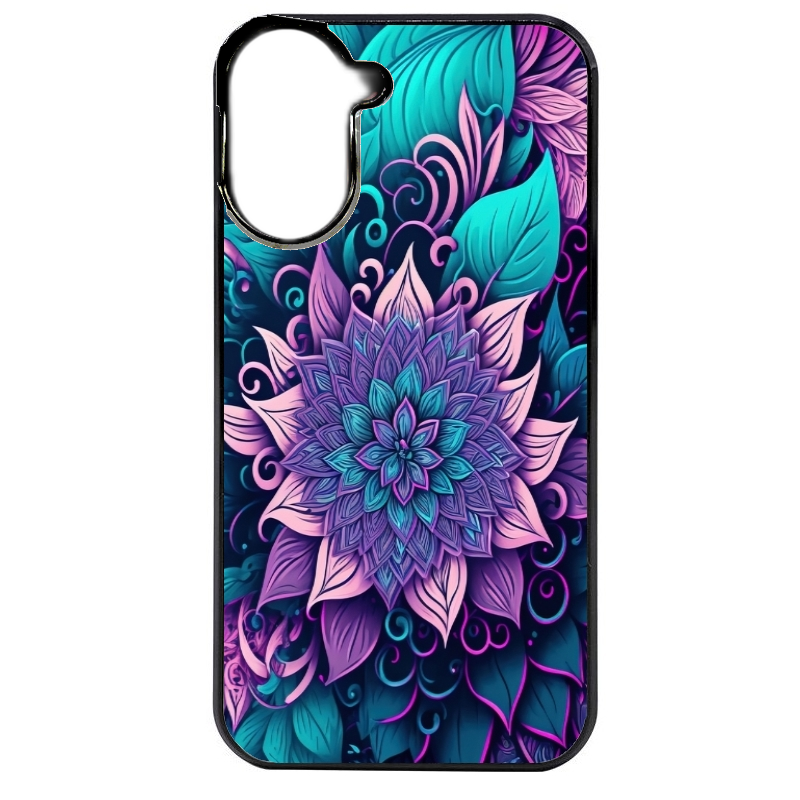 Coque noire taperso pour Redmi A5 4G avec motif tropical mandala et fleur violet protection antichoc personnalisée