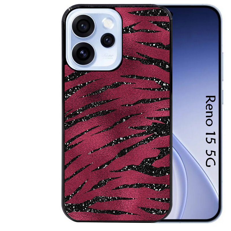 Coque noire taperso pour OPPO Reno 15 et F FS 5G avec motif zebre grenat protection antichoc personnalisée