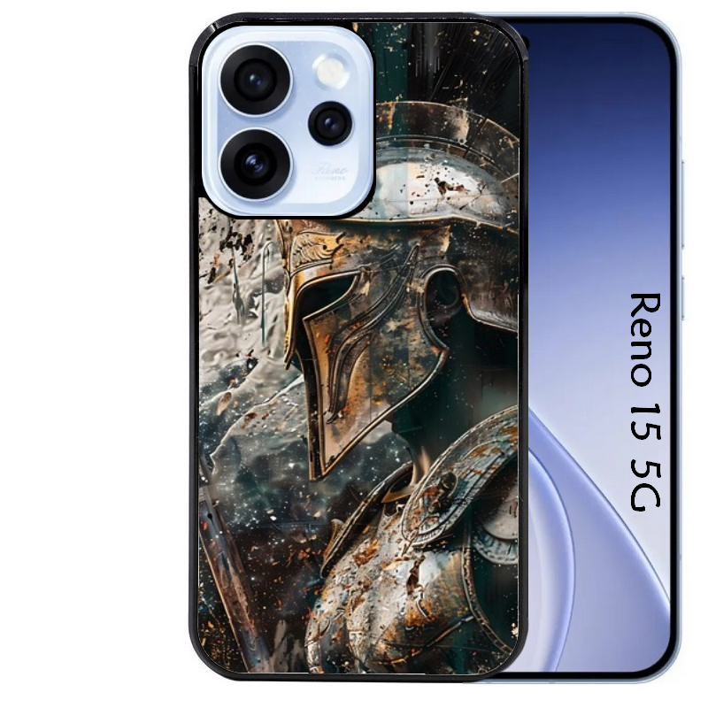 Coque noire taperso pour OPPO Reno 15 et F FS 5G avec motif spartan guerrier protection antichoc personnalisée