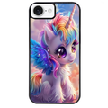 Coque noire taperso pour Iphone 16 16E PLUS MAX PRO avec motif licorne style anime protection antichoc personnalisée