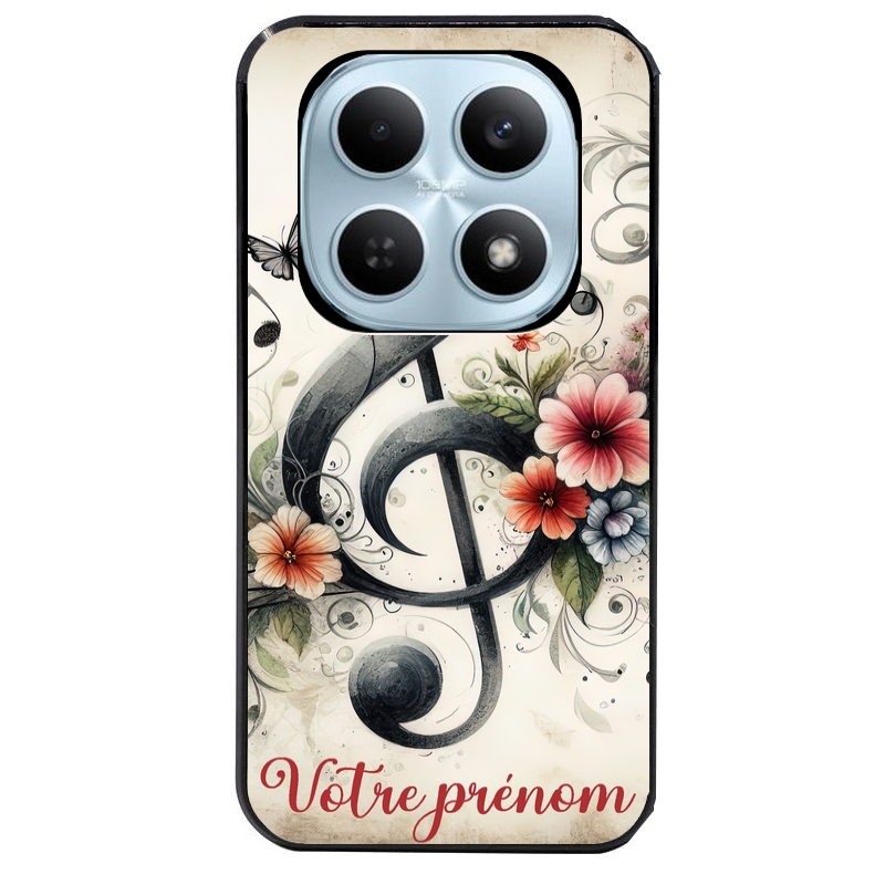 Coque noire taperso pour POCO M8 5G et PRO 5G avec motif musique cle sol personnalisee protection antichoc personnalisée