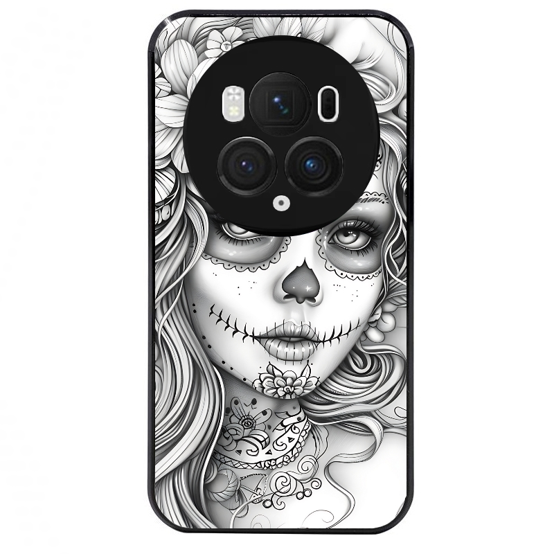 Coque noire taperso pour Magic 5 6 LITE et PRO avec motif mort calavera tatoo protection antichoc personnalisée