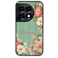 Coque noire taperso pour OnePlus 11 et 12 avec motif bois et fleur avec votre prenom protection antichoc personnalisée