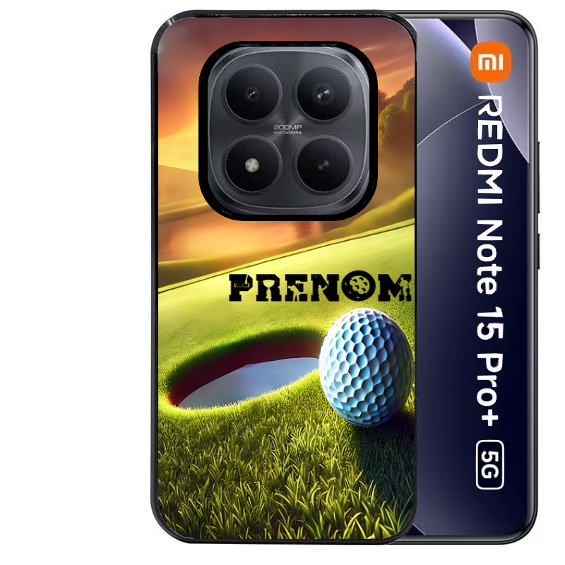 Coque noire taperso pour Redmi Note 15 et PRO PLUS 4G 5G avec motif golf personnalisee protection antichoc personnalisée